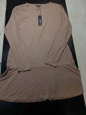 Fashion Nova Oversized Crew Neck Tunic - Brown